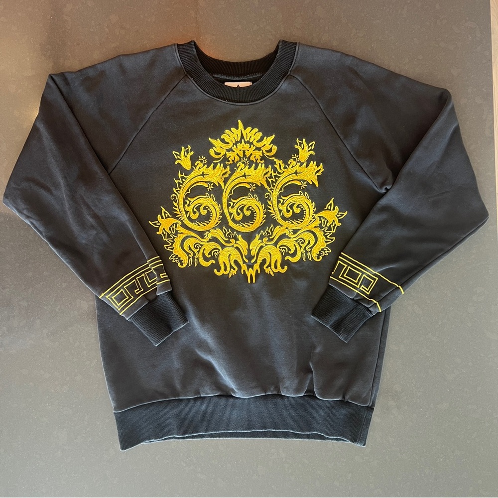 UNIF Black French Terry ‘666’ Embroidered Yellow Graphic Sz:XS